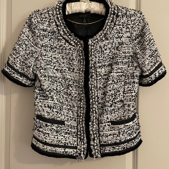 McGinn Kitty Short Sleeve Black Tweed Jacket in Size 4 - Picture 9 of 11